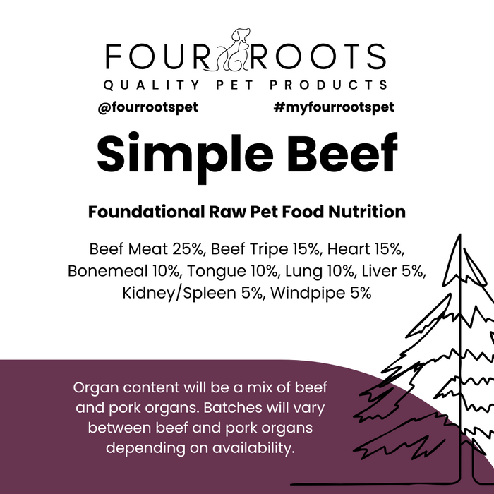 Four Roots Simple Beef Raw Pet Food