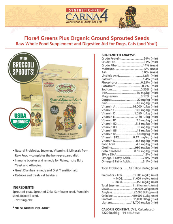 Carna4 Flora4 Greens Plus Sprouted Seed Topper