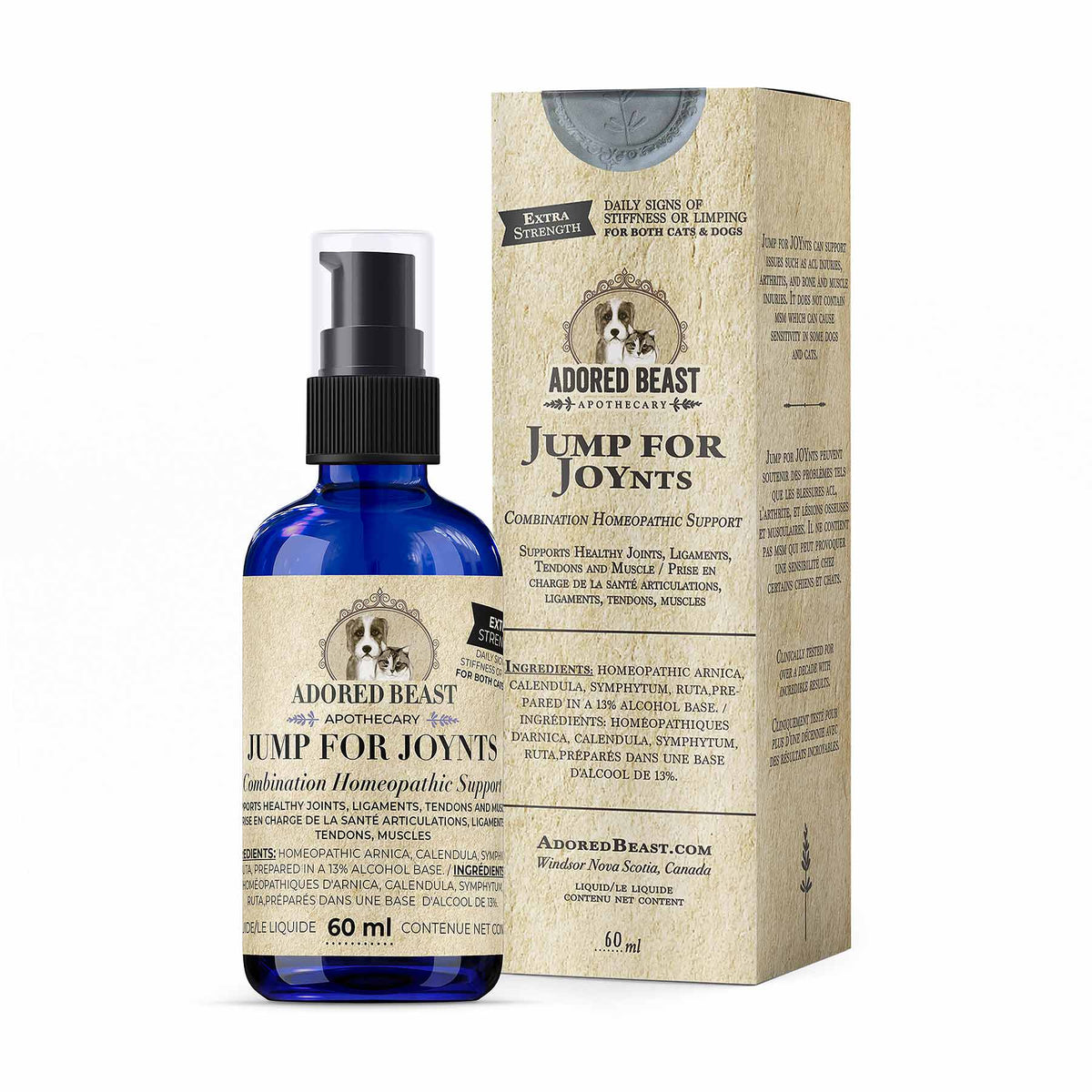 Adored Beast Jump for Joynets product with bottle and packaging on a white background
